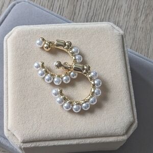 Gold and Pearl Embellished Earrings